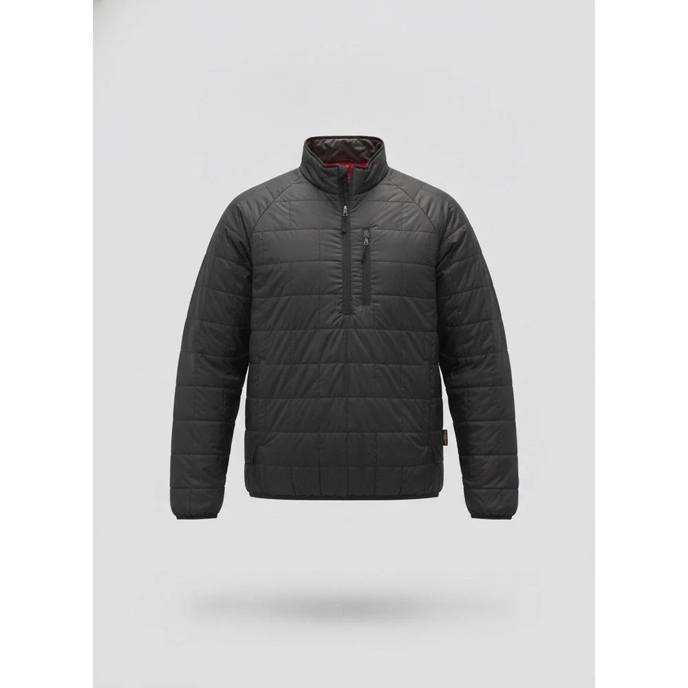 Cabelas Mens PrimaLoft Puffer Jacket Black Red Lining XL Tall XL Grande Full Zip